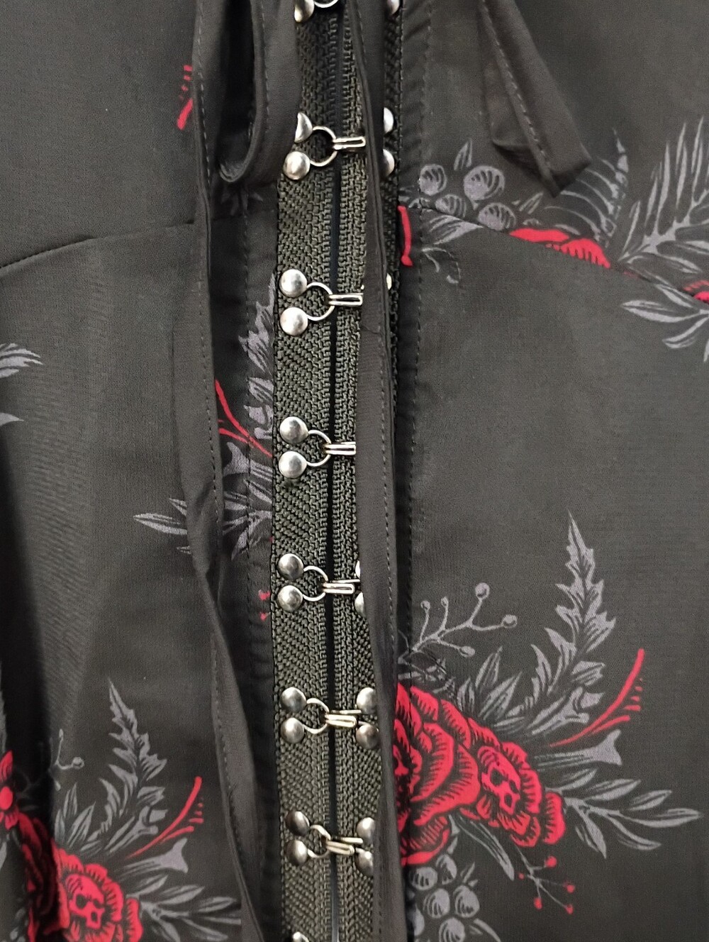 Killstar Hail Pandora Maxi Dress Black Red Skull Pentagram Goth Size Large NWT - Picture 4 of 16